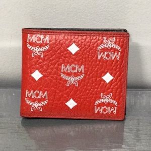 red mcm wallet